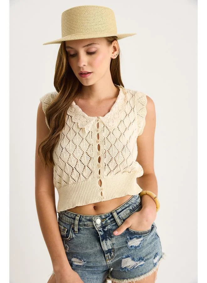 Ginger Knitted Crochet Openwork Top